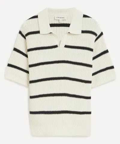 Frame Denim Striped Silk-blend Polo Sweater In Multi