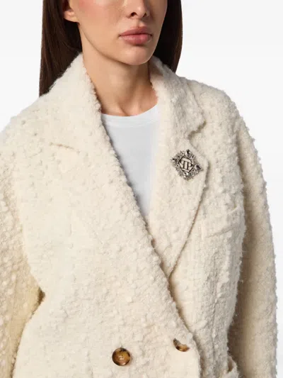 Philipp Plein Boucle Double-breasted Long Coat