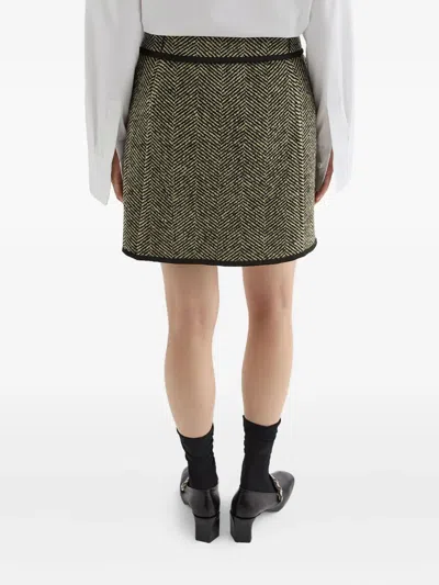 Jil Sander A-line Patterned Skirt Trim In Green