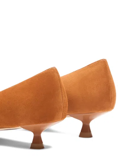 Stuart Weitzman Eva Kitten Heel Pointed Toe Pump In Brown