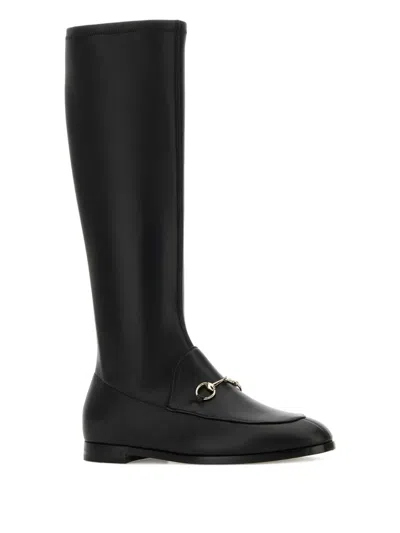 Gucci Ankle Boots With Flat Sole And Gold-tone Hardware In Black