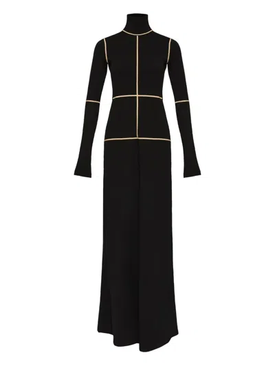 Mm6 Maison Margiela Contrast Seam Long Sleeve Turtleneck Dress In Black