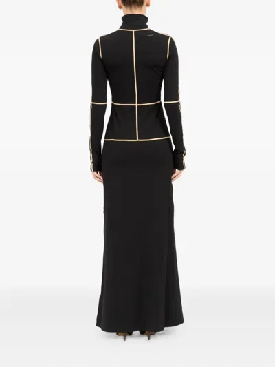 Mm6 Maison Margiela Contrast Seam Long Sleeve Turtleneck Dress In Black