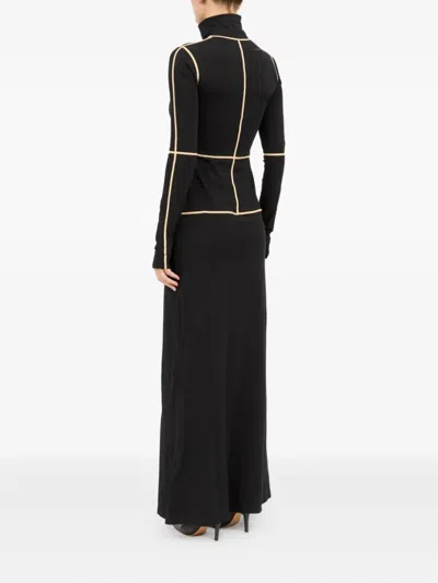 Mm6 Maison Margiela Contrast Seam Long Sleeve Turtleneck Dress In Black