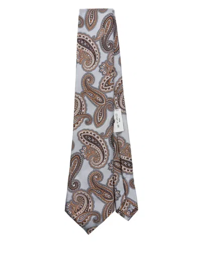 Etro Paisley Jacquard Silk Tie In Gray