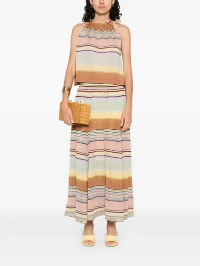 Zimmermann Coco Stripe Halter Top In Brown