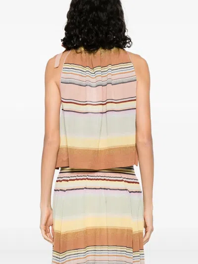 Zimmermann Coco Stripe Halter Top In Brown