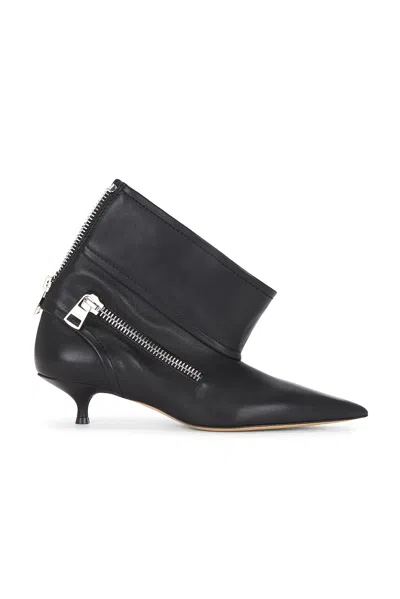 Jw Anderson J. W. Anderson Black Leather Biker Kitten Heel Ankle Boot In Black