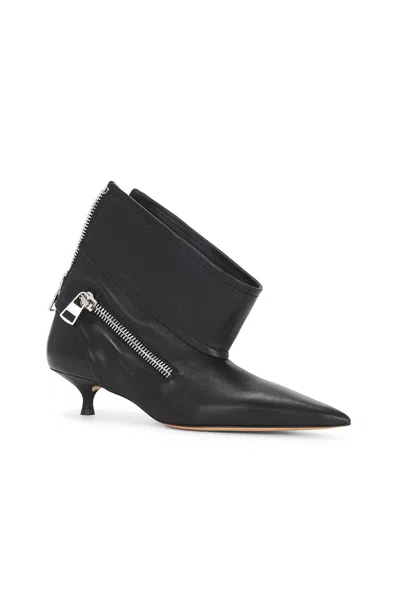 Jw Anderson J. W. Anderson Black Leather Biker Kitten Heel Ankle Boot In Black