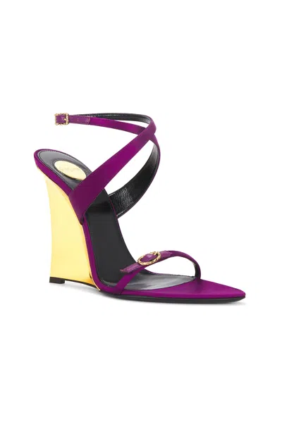 Saint Laurent Open Toe Wedge Sandals In Purple
