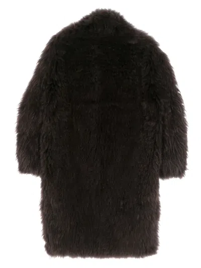 Liska Single-breasted Shearling Coat In Brown