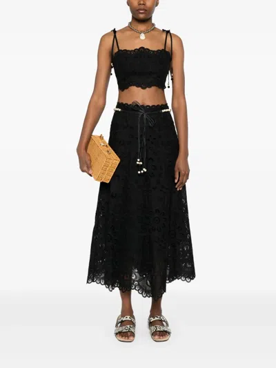 Zimmermann Rhiannon Embroidered Top In Black