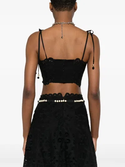 Zimmermann Rhiannon Embroidered Top In Black