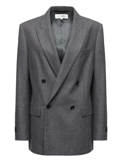 Mm6 Maison Margiela Mm6 By Maison Margiela Double-breasted Medium Grey Jacket With Elegant Tailoring In Gray