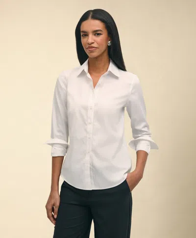 Brooks Brothers Classic-fit Non-iron Stretch Supima Cotton Dress Shirt In White