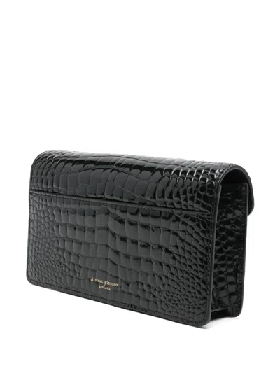 Aspinal Of London Mayfair Logo-lettering Patent-leather Clutch Bag In Black