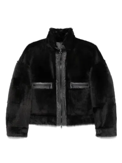 Brunello Cucinelli Grey Shearling Jacket With Two Front Welt Pockets With Zip