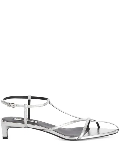 Jil Sander Metallic Kitten T-strap Sandals