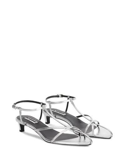 Jil Sander Metallic Kitten T-strap Sandals