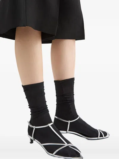 Jil Sander Metallic Kitten T-strap Sandals