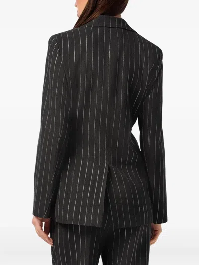 Philipp Plein Pinstriped Belted Blazer In Multi
