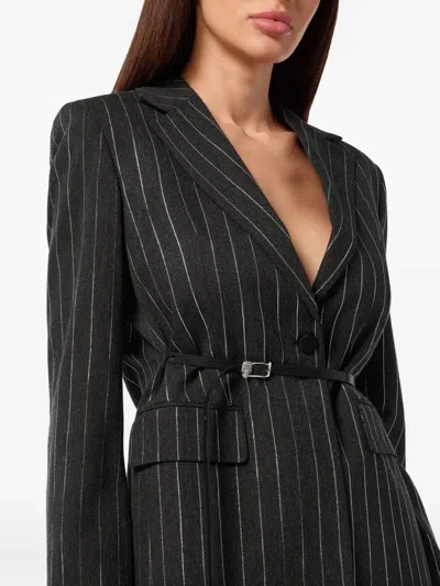 Philipp Plein Pinstriped Belted Blazer In Multi