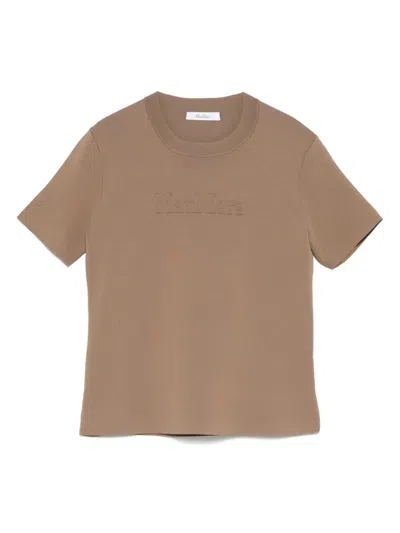 Max Mara Hazelnut-coloured T-shirt In Viscose Crêpe