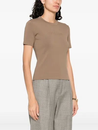 Max Mara Hazelnut-coloured T-shirt In Viscose Crêpe