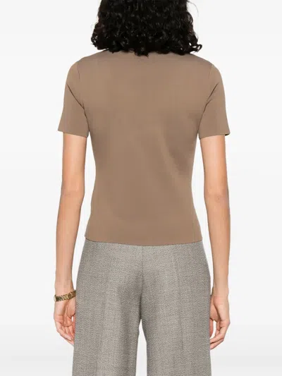 Max Mara Hazelnut-coloured T-shirt In Viscose Crêpe
