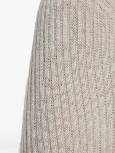 Fabiana Filippi Finely Ribbed Long-sleeved Top With Roll Neck In White