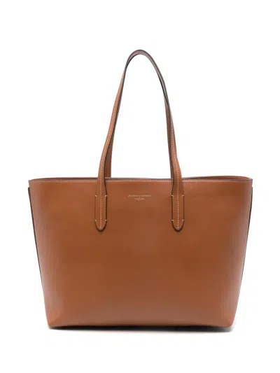 Aspinal Of London Womens Tan Zipped East West Leather Tote Bag