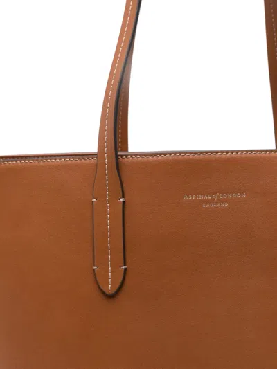 Aspinal Of London Womens Tan Zipped East West Leather Tote Bag