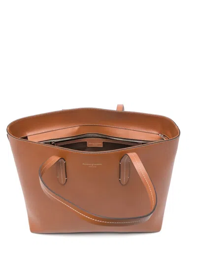 Aspinal Of London Womens Tan Zipped East West Leather Tote Bag