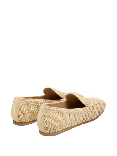 Stuart Weitzman Lee Leather-trimmed Raffia Loafers