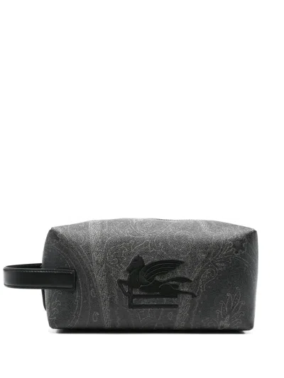 EMBROIDERED-LOGO WASH BAG