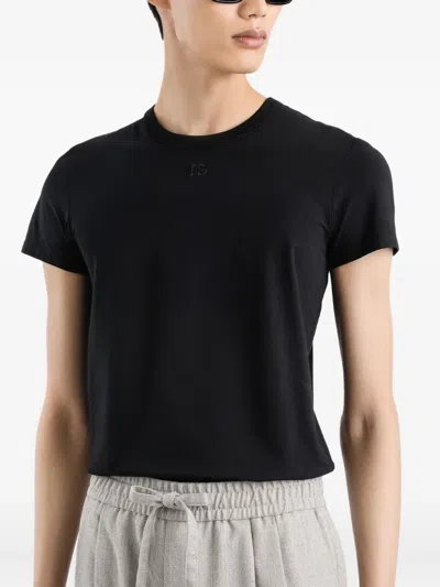 Dolce & Gabbana Embroidered Basic Short-sleeved T-shirt In Black