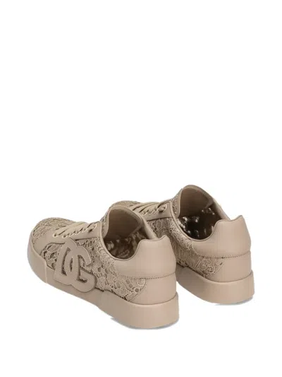 Dolce & Gabbana Sneaker With Embroidery In Neutral