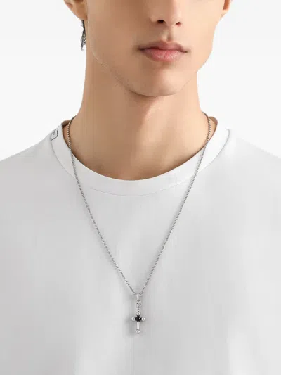 Dolce & Gabbana Men Brass Necklace With Iconic Crucifix In Silver