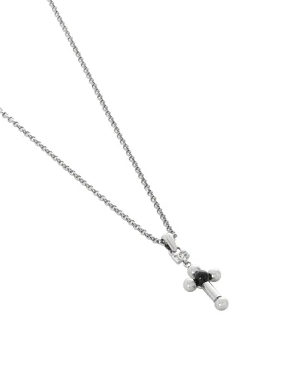 Dolce & Gabbana Men Brass Necklace With Iconic Crucifix In Silver