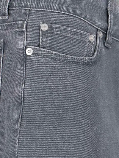 All In Asymmetrical Hem Denim Mini Skirt With Worn Finish