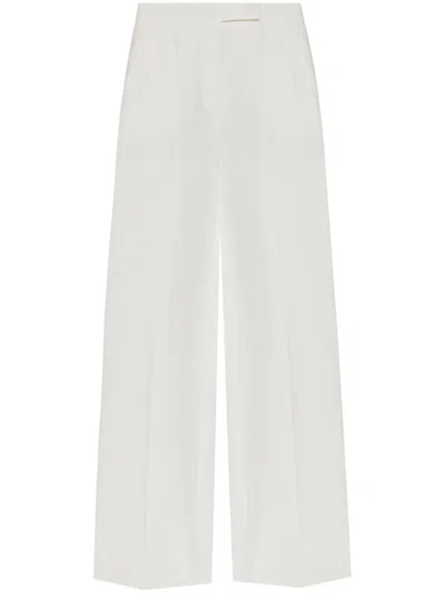 Max Mara Wide-leg White Linen Trousers With High Waist