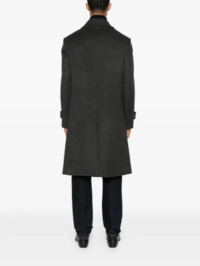 Caruso Double-breasted Grey Coat With Notched Lapel