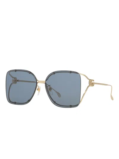 Gucci Womens Gold Gg1713sa Rectangle-frame Metal Sunglasses