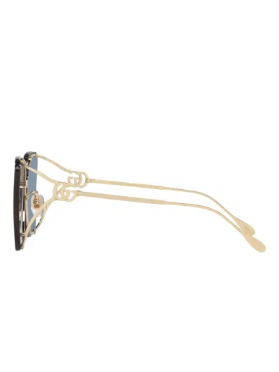 Gucci Womens Gold Gg1713sa Rectangle-frame Metal Sunglasses