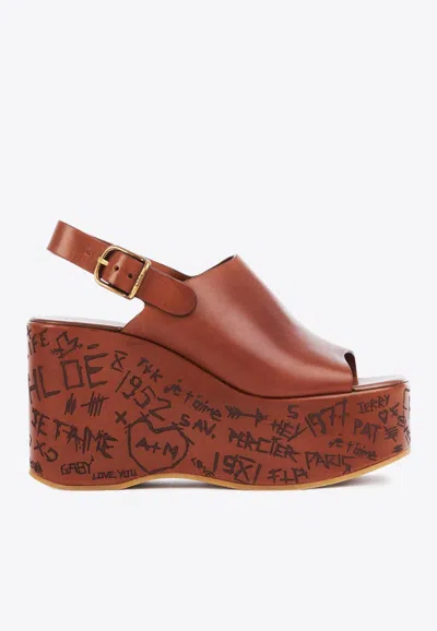 Chloé Womens Chloe Maxime Platform-sole Leather Wedges