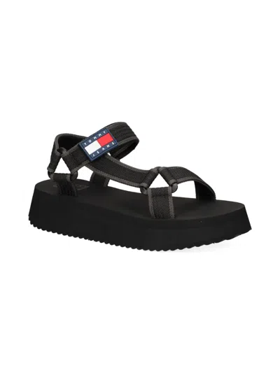 Tommy Jeans Platform Strap Sandals In Black