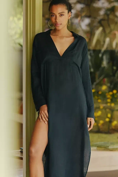 L*space Capistrano Linen Long-sleeve Tunic Maxi Dress