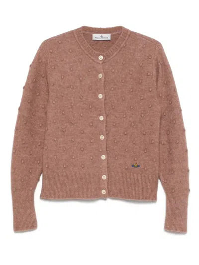 Vivienne Westwood Mens Blush Rubina Orb-embroidery Stretch-wool Blend Cardigan In Pink