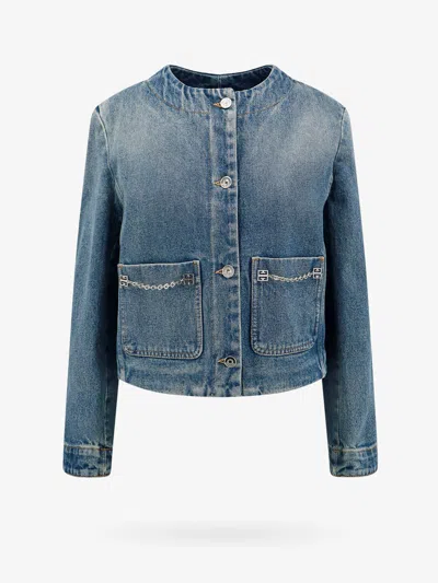 Givenchy Jacket In Denim With Chain Details In Blue