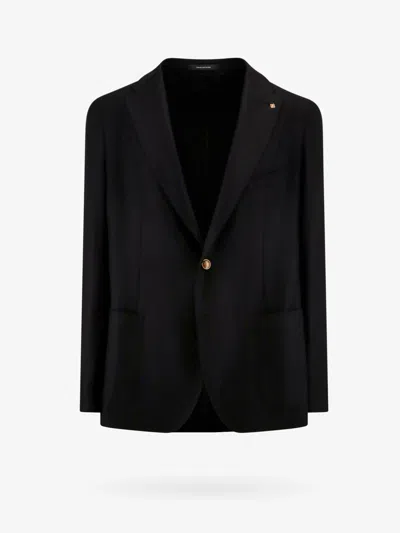 Tagliatore Single-breasted Cashmere Jacket In Black